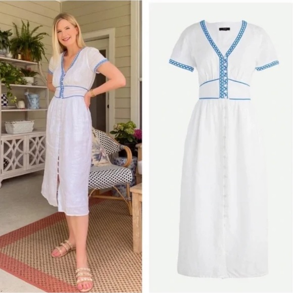 j crew embroidered linen dress Embroidered Mini Dress In Linen For Women